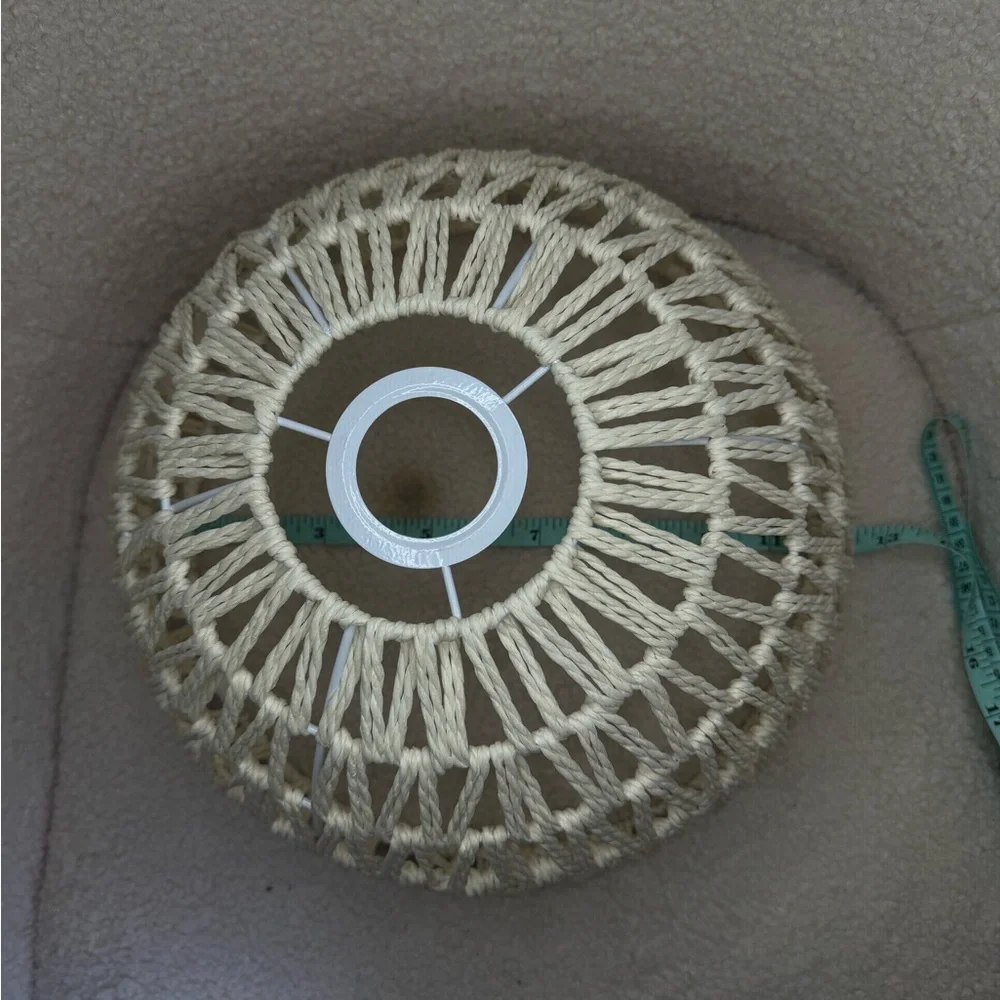 NWOT - Rope Weave Hanging Lamp Shade Bohemian Rustic Light Fixture Cream Rattan - Picture 9 of 9